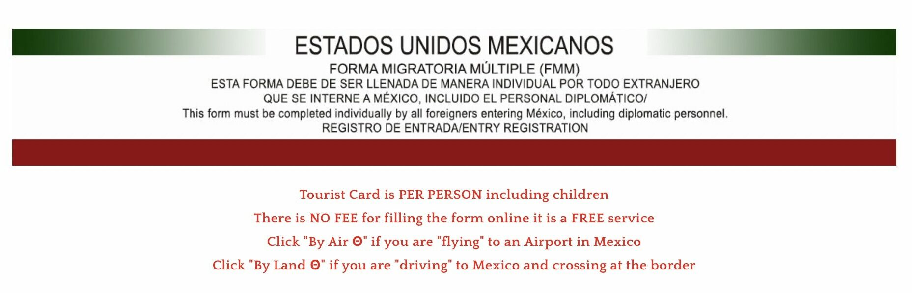 mexico tourist card by air